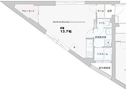 パークサイド一番町 ワンルームの間取図画像