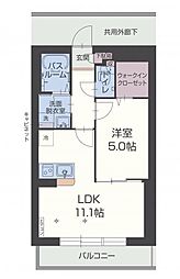 ラウレアK 1LDKの間取図画像
