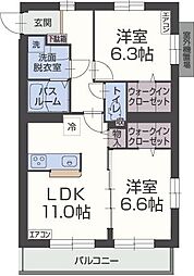 グロワールM 2LDKの間取図画像