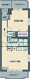 グリーングラスN 1LDKの間取図画像