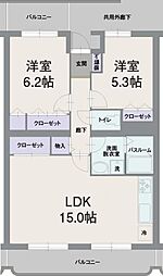 アウローラ桜堤 2LDKの間取図画像