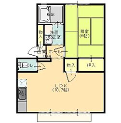サンパークB棟 1LDKの間取図画像