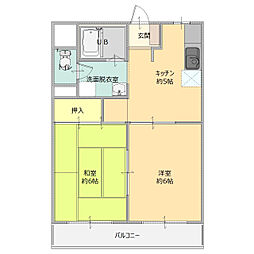 美原ハイツ 2DKの間取図画像