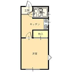 ロッヂ福田 1Kの間取図画像