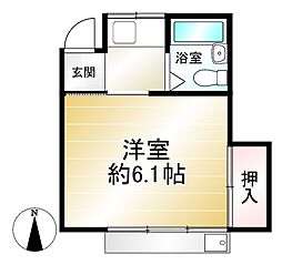 コンフォーレ武蔵境 2階1Kの間取り