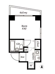 シャトレー東高円寺 4階ワンルームの間取り