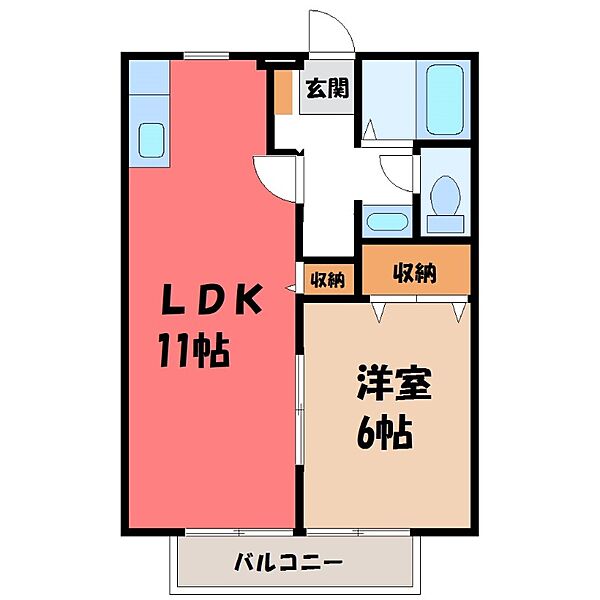 栃木県宇都宮市平松本町(賃貸アパート1LDK・2階・40.92㎡)の写真 その2