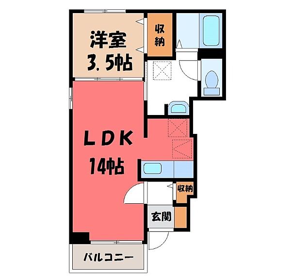 栃木県宇都宮市富士見が丘4丁目(賃貸アパート1LDK・1階・40.74㎡)の写真 その2