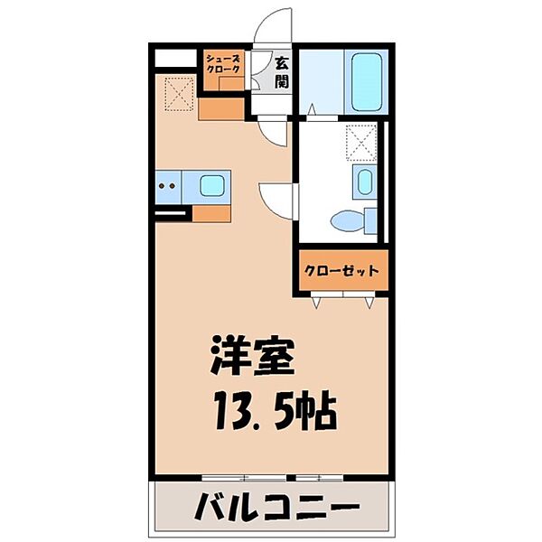 栃木県宇都宮市南大通り1丁目(賃貸アパート1R・2階・33.61㎡)の写真 その2