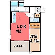 栃木県小山市駅東通り2丁目（賃貸アパート1LDK・2階・33.33㎡） その2