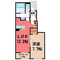 栃木県栃木市薗部町2丁目（賃貸アパート1LDK・1階・50.14㎡） その2