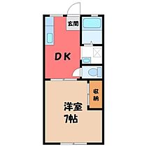 栃木県小山市天神町2丁目（賃貸アパート1DK・1階・27.80㎡） その2