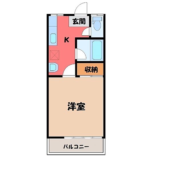 栃木県宇都宮市富士見が丘3丁目(賃貸アパート1K・2階・26.49㎡)の写真 その1