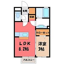 栃木県栃木市大平町西水代（賃貸アパート1LDK・1階・29.44㎡） その2