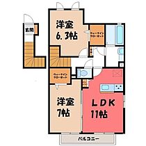 栃木県栃木市大平町富田（賃貸アパート2LDK・2階・65.75㎡） その2