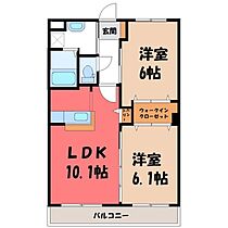 栃木県栃木市片柳町1丁目（賃貸マンション2LDK・3階・51.66㎡） その2