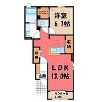 栃木県栃木市大平町富田（賃貸アパート1LDK・1階・45.77㎡） その2