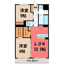 栃木県真岡市長田1丁目（賃貸マンション2LDK・2階・54.00㎡） その2