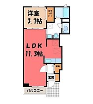 栃木県栃木市薗部町2丁目（賃貸アパート1LDK・1階・37.13㎡） その2