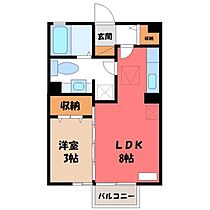 栃木県宇都宮市簗瀬町（賃貸アパート1LDK・1階・29.25㎡） その2