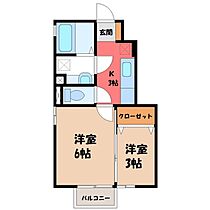 栃木県小山市暁2丁目（賃貸アパート2K・1階・29.62㎡） その2