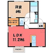 栃木県小山市神鳥谷6丁目（賃貸アパート1LDK・2階・42.11㎡） その2