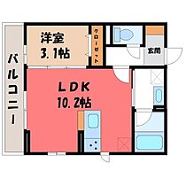 栃木県小山市三峯1丁目（賃貸アパート1LDK・2階・32.80㎡） その2