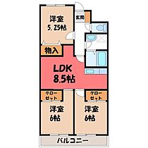 栃木県真岡市並木町3丁目（賃貸マンション3LDK・5階・54.74㎡） その2