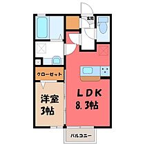 栃木県栃木市片柳町1丁目（賃貸アパート1LDK・2階・29.44㎡） その2