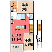 栃木県栃木市薗部町2丁目（賃貸アパート2LDK・2階・56.81㎡） その2