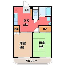 メゾン白銀556 5階2DKの間取り