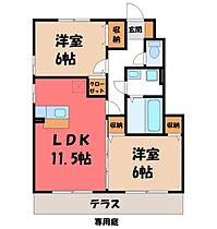 栃木県栃木市川原田町（賃貸アパート2LDK・1階・55.71㎡） その2