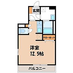 Biz STAY宇都宮 1階ワンルームの間取り