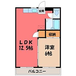 グリーンフラッツB 1LDKの間取図画像
