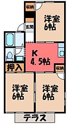飯塚ハイツ1 3Kの間取図画像