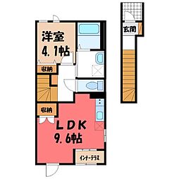 ディア ベルジュ 2階1LDKの間取り