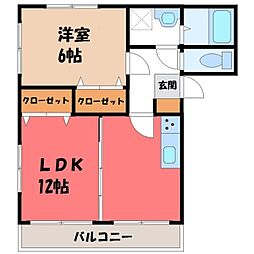エル・ブランシェ II 2階1LDKの間取り