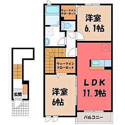 イストワール III 2階2LDKの間取り