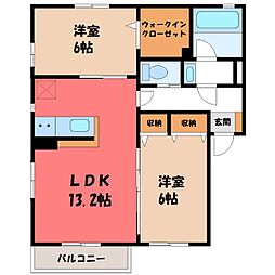 アルバート A 1階2LDKの間取り
