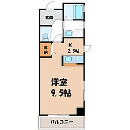 三向ハイツ今泉新町 4階1Kの間取り