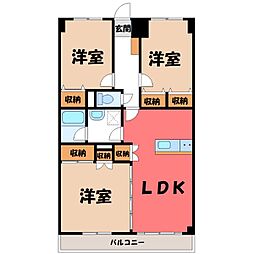 グローバル小山 6階3LDKの間取り