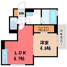 グラサージュ 1階1LDKの間取り