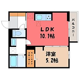 Re TORISIA南大通り 1階1LDKの間取り