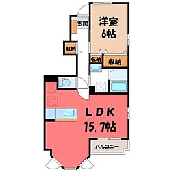 ラッフィナート レジデンス B 1階1LDKの間取り