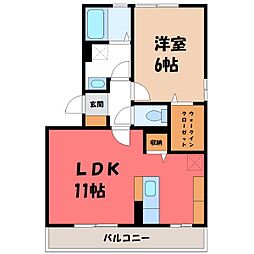 サニークレスト 2階1LDKの間取り