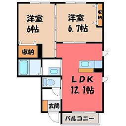 エトワール II 1階2LDKの間取り