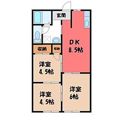 コーポ吉田 3DKの間取図画像