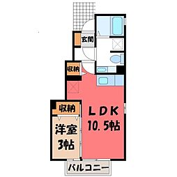ヴァンコートC 1LDKの間取図画像