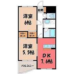 パピーガーデン 2DKの間取図画像