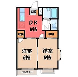 エルディム篠崎 2DKの間取図画像